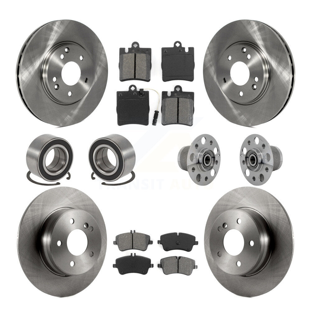 Front Rear Hub Bearing Brake Rotor & Pad Shoe Kit (10Pc) For 06-07 Mercedes-Benz C350 RWD KBB-131194