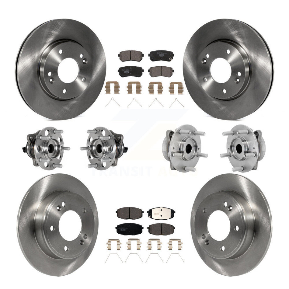 Front Rear Hub Bearings Disc Brake Rotors And Ceramic Pads Kit (10Pc) For Hyundai Kona KBB-131198
