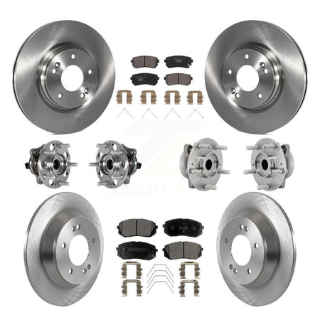 Front Rear Hub Bearings Disc Brake Rotors And Ceramic Pads Kit (10Pc) For Hyundai Kona KBB-131199