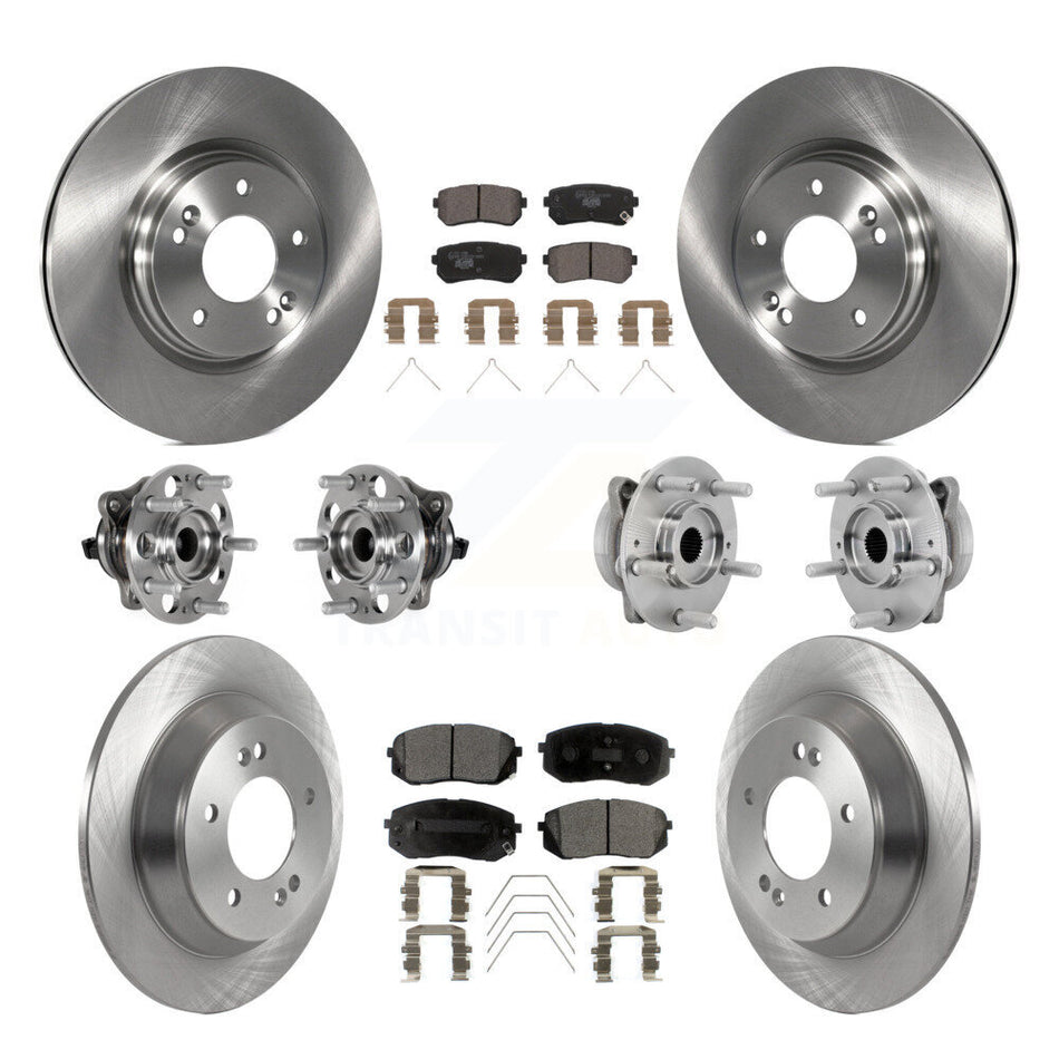Front Rear Hub Bearings Disc Brake Rotors And Ceramic Pads Kit (10Pc) For Hyundai Kona KBB-131199