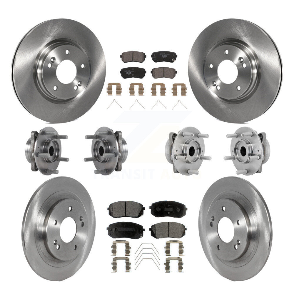 Front Rear Hub Bearings Disc Brake Rotors And Pads Kit (10Pc) For Hyundai Kona Kia Seltos KBB-131200