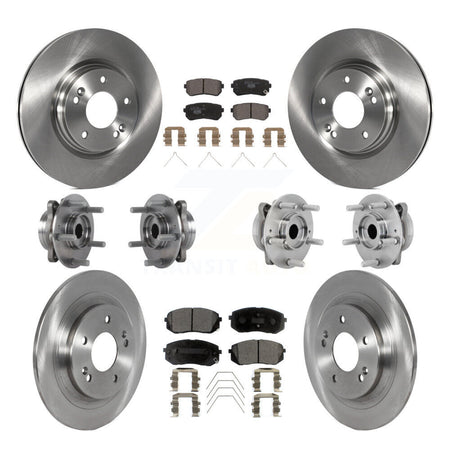 Front Rear Hub Bearings Disc Brake Rotors And Pads Kit (10Pc) For Hyundai Kona Kia Seltos KBB-131200