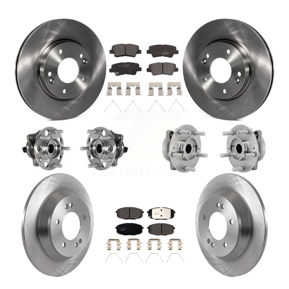 Front Rear Hub Bearing Brake Rotor And Pad Kit (10Pc) For 2022 Hyundai Kona FWD with 1.6L KBB-131205