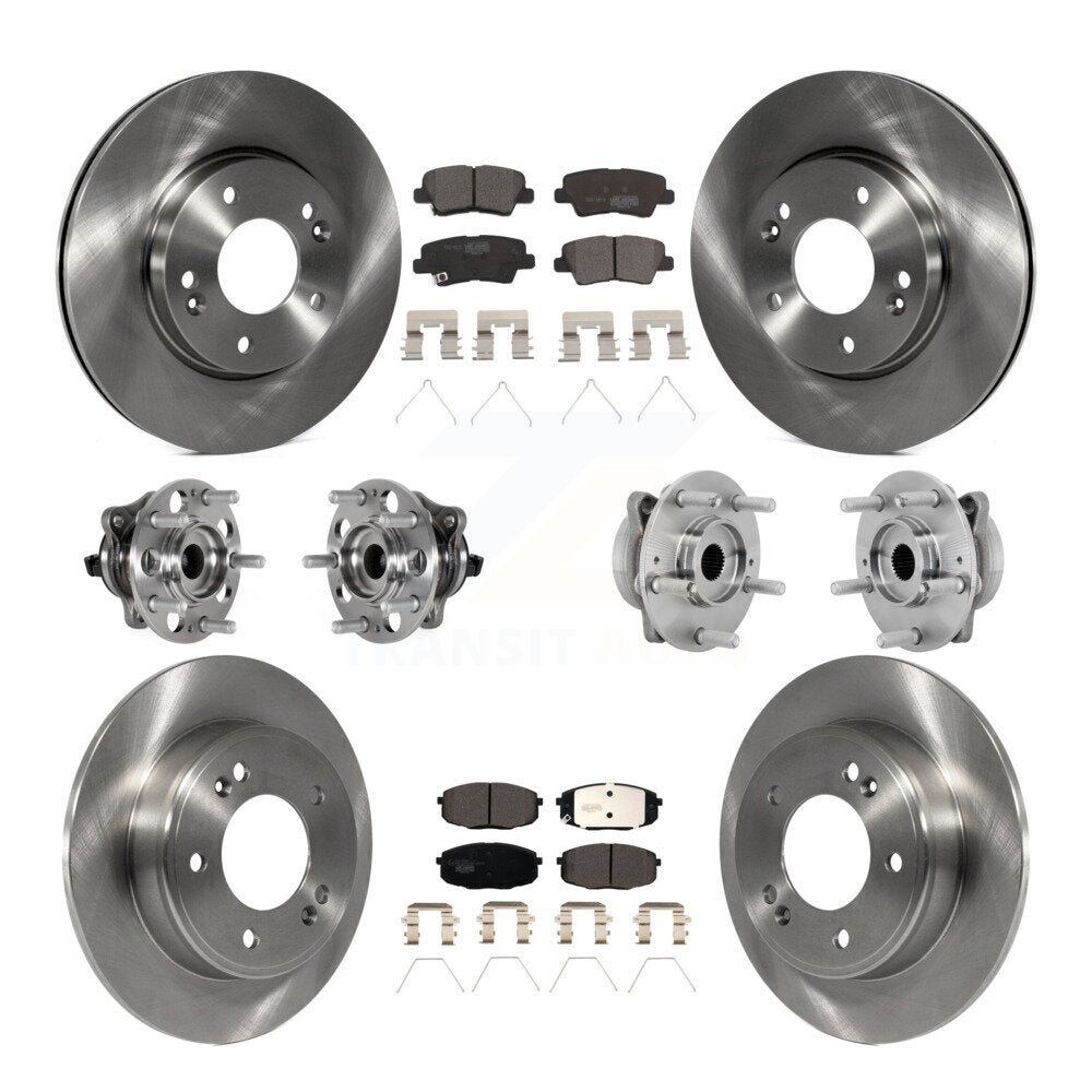 Front Rear Hub Bearing Brake Rotor And Pad Kit (10Pc) For 2022 Hyundai Kona FWD with 2.0L KBB-131206
