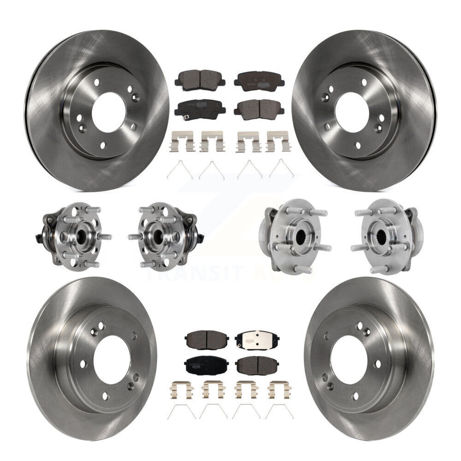 Front Rear Hub Bearing Brake Rotor And Pad Kit (10Pc) For 2022 Hyundai Kona FWD with 2.0L KBB-131206