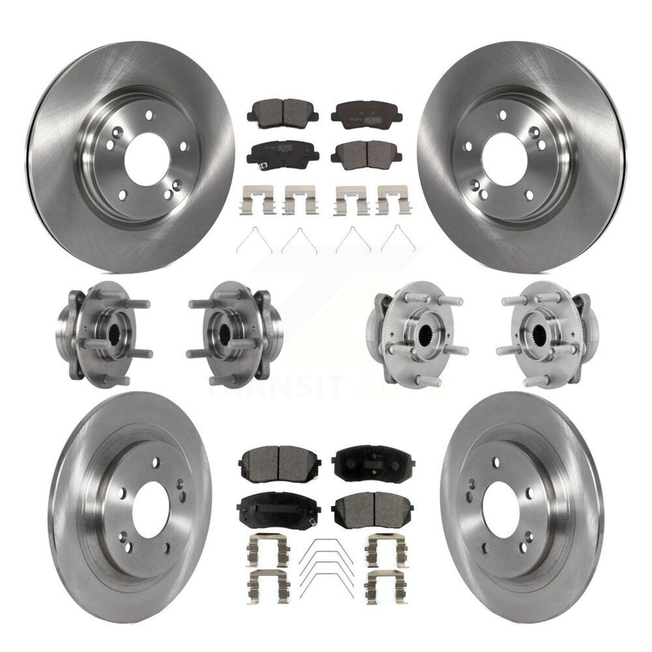 Front Rear Hub Bearings Disc Brake Rotors And Pads Kit (10Pc) For 2022 Hyundai Kona AWD KBB-131207