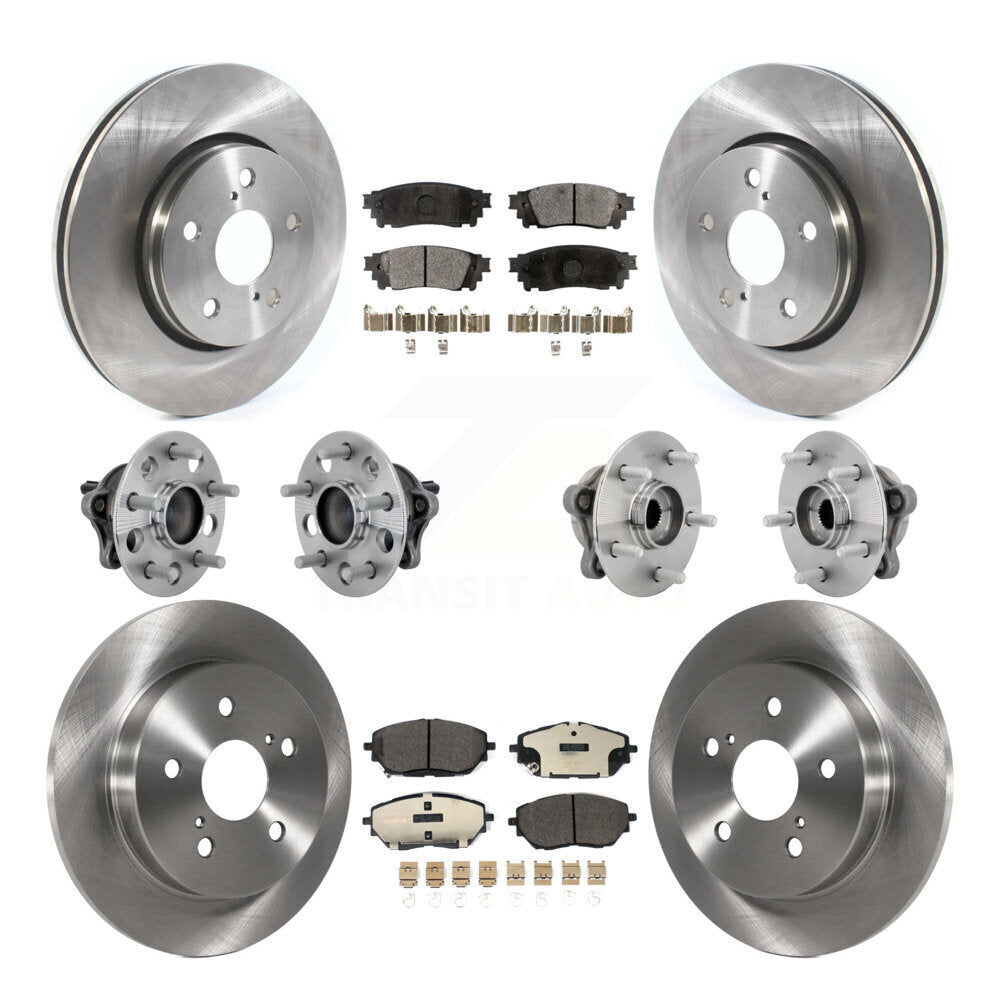 Front Rear Hub Bearings Disc Brake Rotors And Ceramic Pads Kit (10Pc) For Toyota C-HR KBB-131213