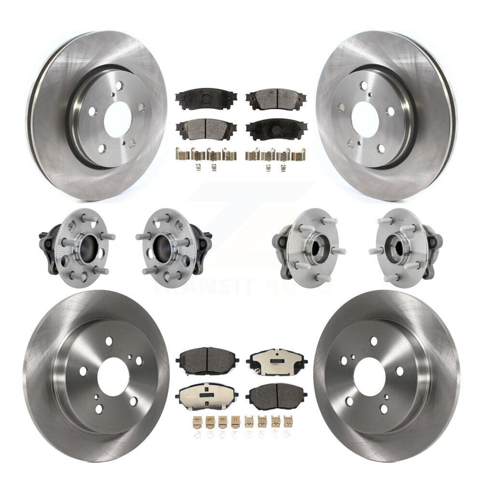 Front Rear Hub Bearings Disc Brake Rotors And Ceramic Pads Kit (10Pc) For Toyota C-HR KBB-131213