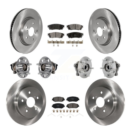 Front Rear Hub Bearings Disc Brake Rotors And Ceramic Pads Kit (10Pc) For Toyota C-HR KBB-131214