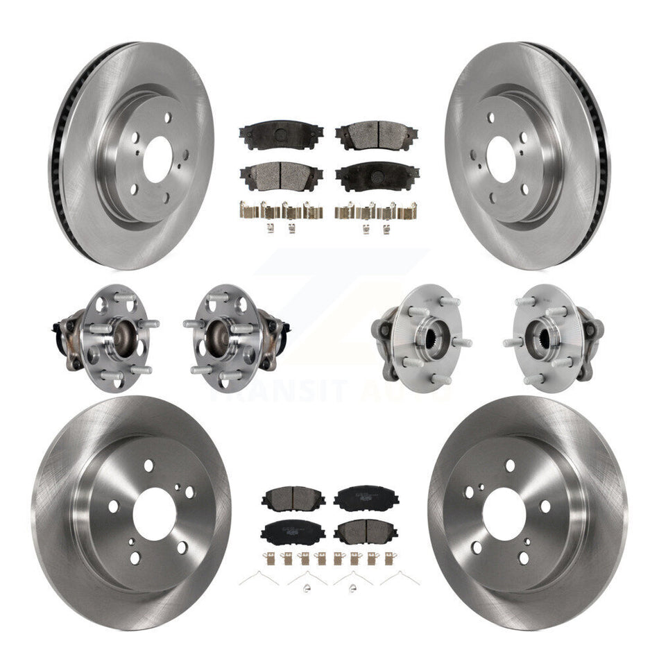 Front Rear Hub Bearings Disc Brake Rotors And Ceramic Pads Kit (10Pc) For Toyota C-HR KBB-131214
