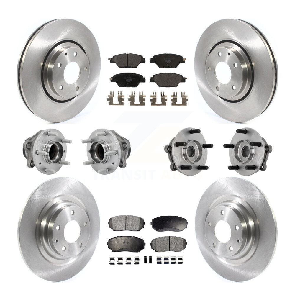 Front Rear Hub Bearing Disc Brake Rotors And Pads Kit (10Pc) For 2016-2021 Mazda CX-9 FWD KBB-131215