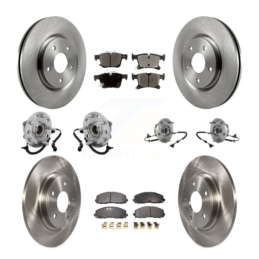 Front Rear Hub Bearing Disc Brake Rotor And Pads Kit (10Pc) For Chrysler Pacifica Voyager KBB-131216