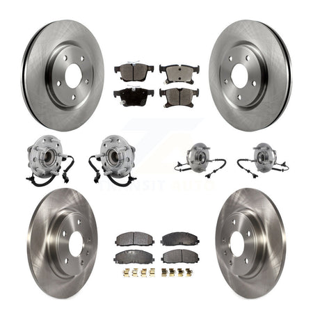 Front Rear Hub Bearing Disc Brake Rotor And Pads Kit (10Pc) For Chrysler Pacifica Voyager KBB-131216