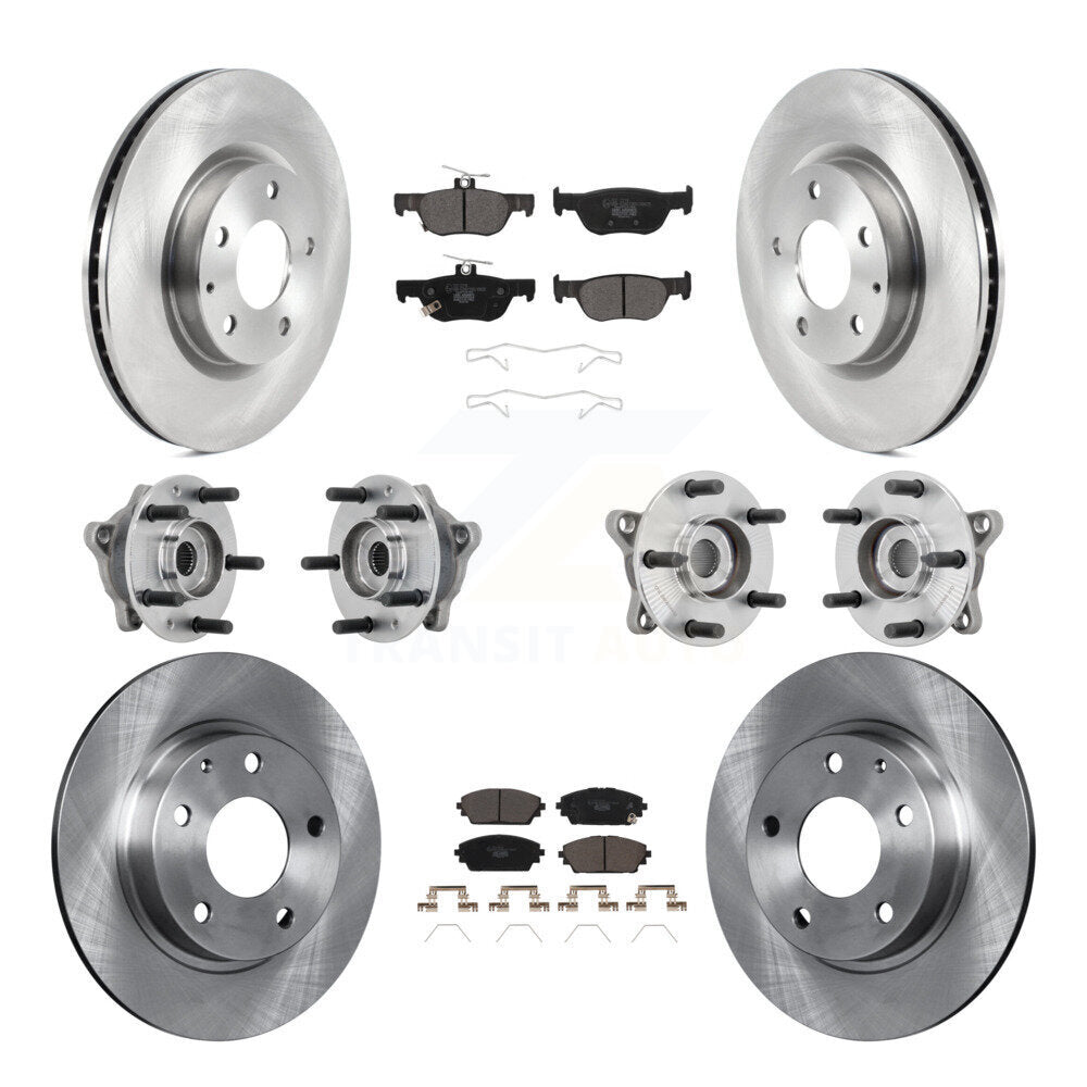 Front Rear Hub Bearings Disc Brake Rotors And Pads Kit (10Pc) For 2021-2022 Mazda 3 AWD KBB-131219