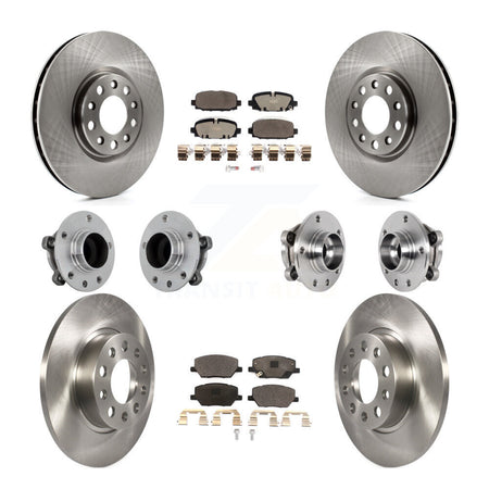 Front Rear Hub Bearing Disc Brake Rotors And Ceramic Pads Kit (10Pc) For Jeep Compass FWD KBB-131223