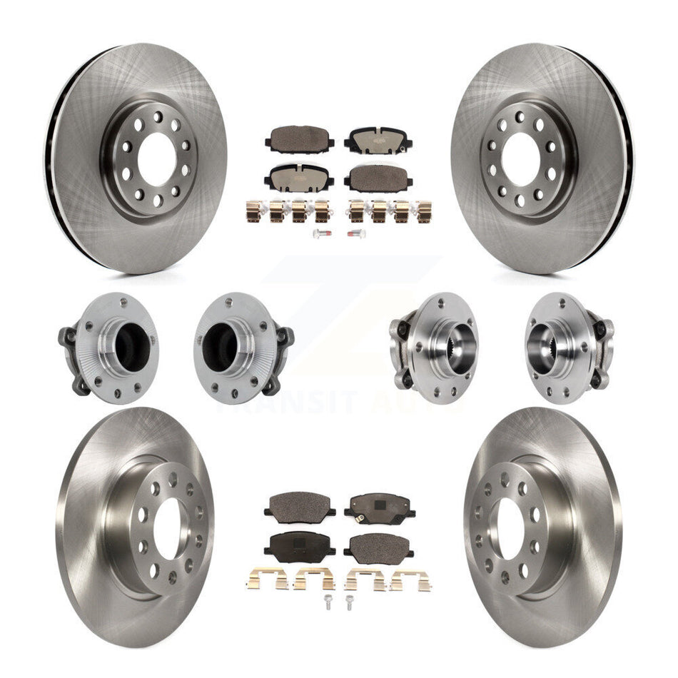 Front Rear Hub Bearing Disc Brake Rotors And Ceramic Pads Kit (10Pc) For Jeep Compass FWD KBB-131223
