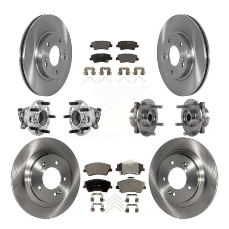 Front Rear Hub Bearings Disc Brake Rotors And Ceramic Pads Kit (10Pc) For Hyundai Ioniq KBB-131232