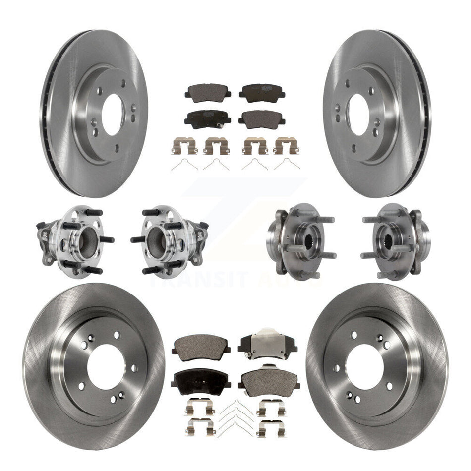 Front Rear Hub Bearings Disc Brake Rotors And Ceramic Pads Kit (10Pc) For Hyundai Ioniq KBB-131232