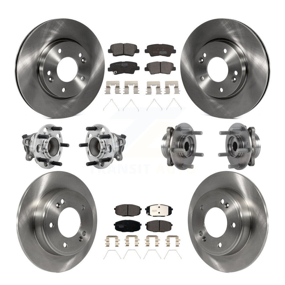 Front Rear Hub Bearing Disc Brake Rotor & Pad Kit (10Pc) For Kia Forte Hyundai Elantra GT KBB-131233