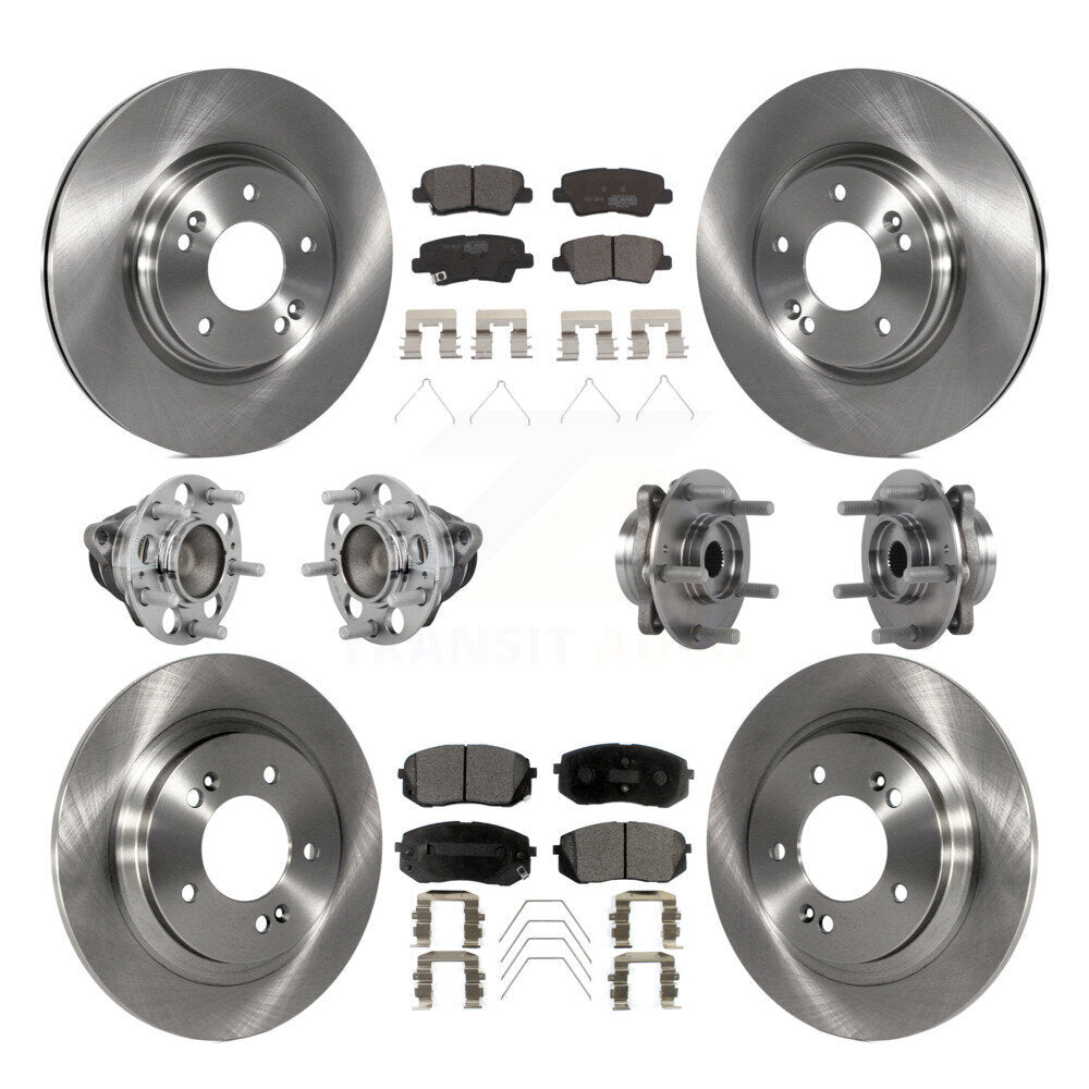 Front Rear Hub Bearing Disc Brake Rotor And Ceramic Pad Kit (10Pc) For Hyundai Elantra GT KBB-131235