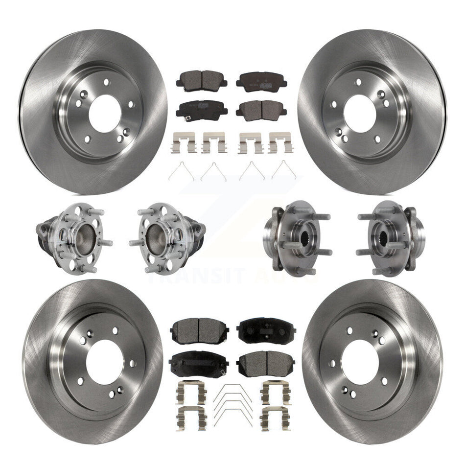 Front Rear Hub Bearing Disc Brake Rotor And Ceramic Pad Kit (10Pc) For Hyundai Elantra GT KBB-131235