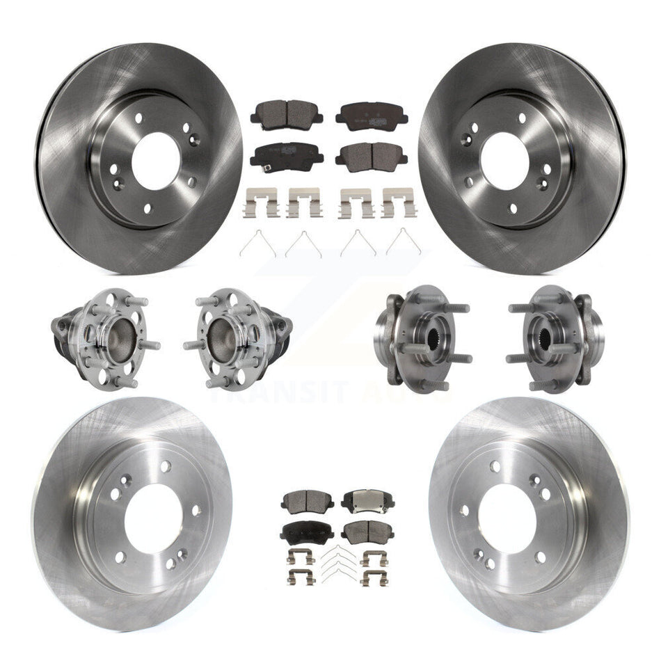 Front Rear Hub Bearing Disc Brake Rotors And Ceramic Pads Kit (10Pc) For Hyundai Veloster KBB-131236
