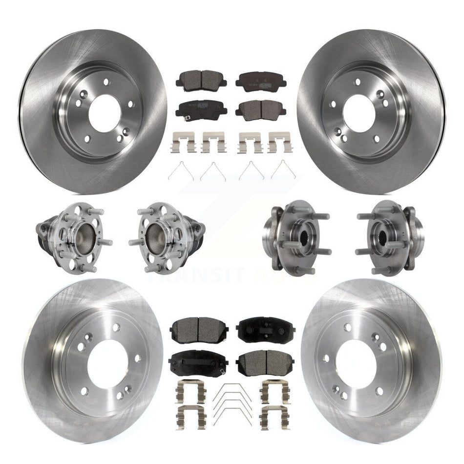 Front Rear Hub Bearing Disc Brake Rotor And Pad Kit (10Pc) For Kia Forte Hyundai Veloster KBB-131237