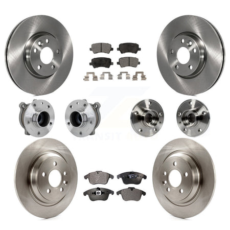 Front Rear Hub Bearings Disc Brake Rotors And Pads Kit (10Pc) For 2013-2014 Volvo S60 FWD KBB-131242