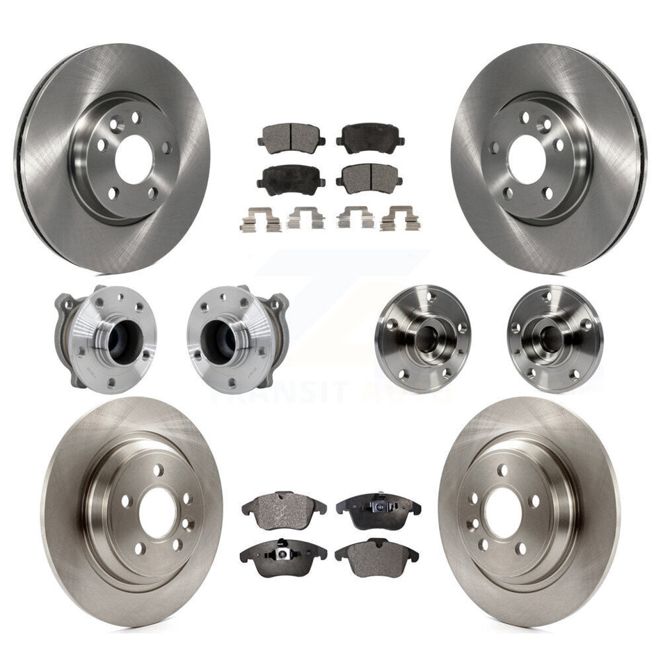 Front Rear Hub Bearings Disc Brake Rotors And Pads Kit (10Pc) For 2013-2014 Volvo S60 FWD KBB-131242