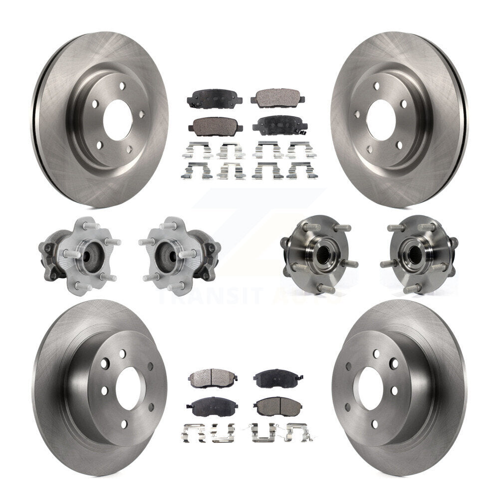 Front Rear Hub Bearings Disc Brake Rotors And Ceramic Pads Kit (10Pc) For Nissan Juke KBB-131246
