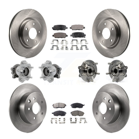 Front Rear Hub Bearings Disc Brake Rotors And Ceramic Pads Kit (10Pc) For Nissan Juke KBB-131246