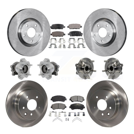 Front Rear Hub Bearing Brake Rotor Pad Kit (10Pc) For 14-17 Nissan Juke Nismo RS with FWD KBB-131248