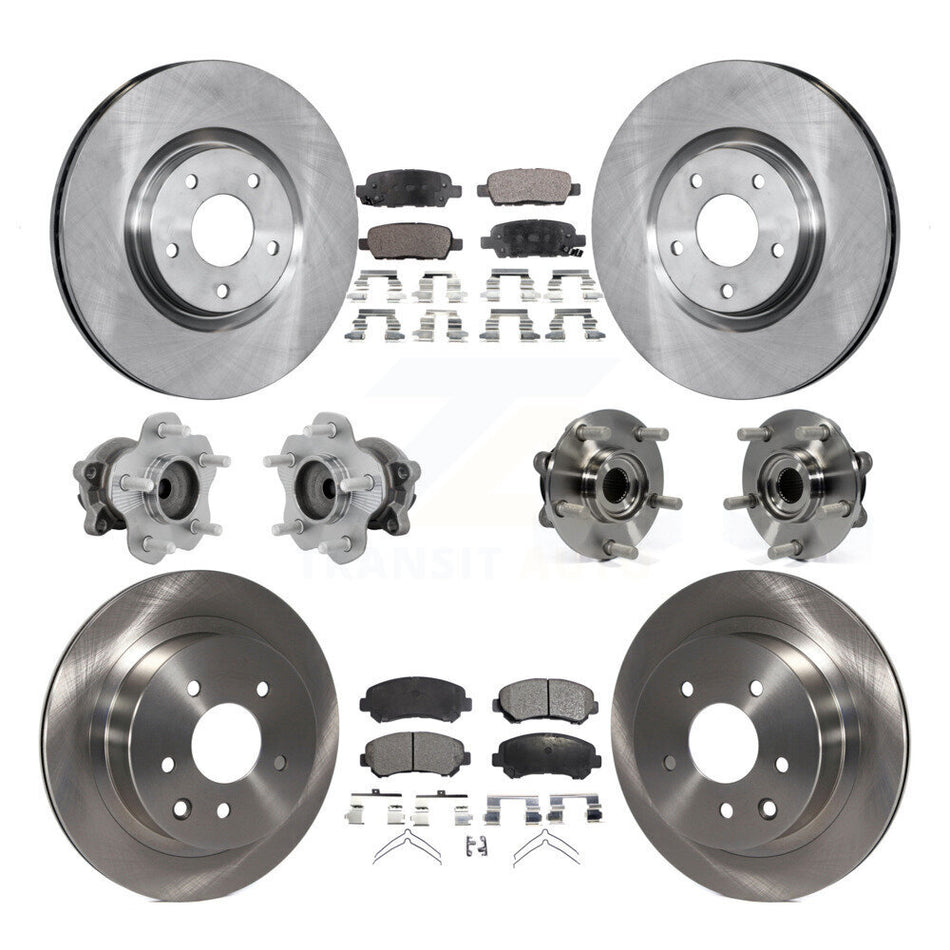 Front Rear Hub Bearing Brake Rotor Pad Kit (10Pc) For 14-17 Nissan Juke Nismo RS with FWD KBB-131248