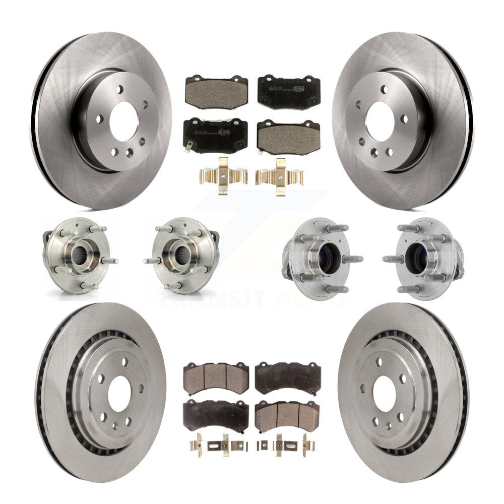 Front Rear Hub Bearings Disc Brake Rotors And Pads Kit (10Pc) For Cadillac ATS V with RWD KBB-131249