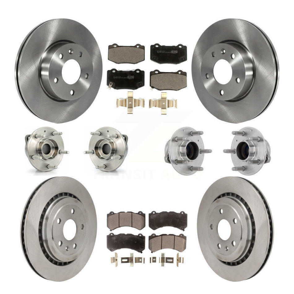 Front Rear Hub Bearing Disc Brake Rotor & Pad Kit (10Pc) For 2017 Cadillac ATS V with RWD KBB-131251