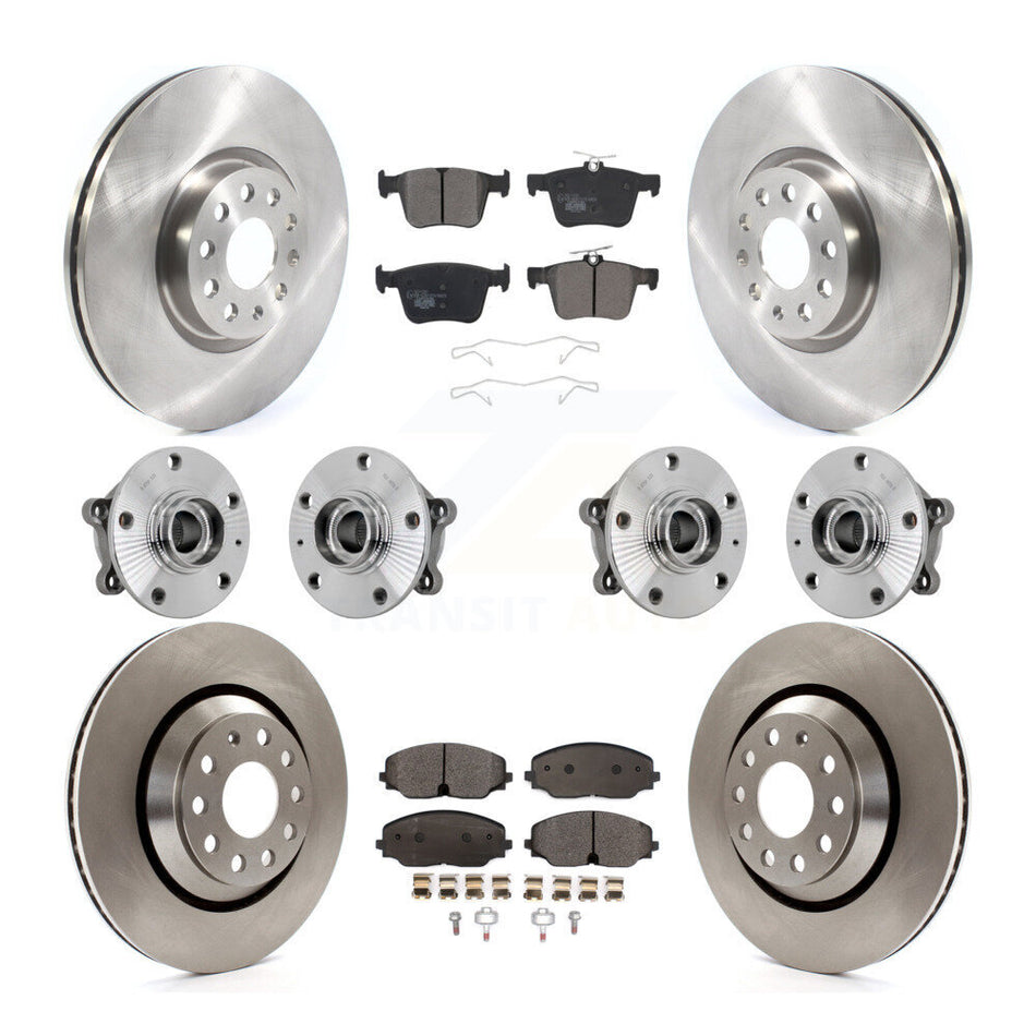 Front Rear Hub Bearing Brake Rotor & Pads Kit (10Pc) For Volkswagen Atlas Cross Sport AWD KBB-131260