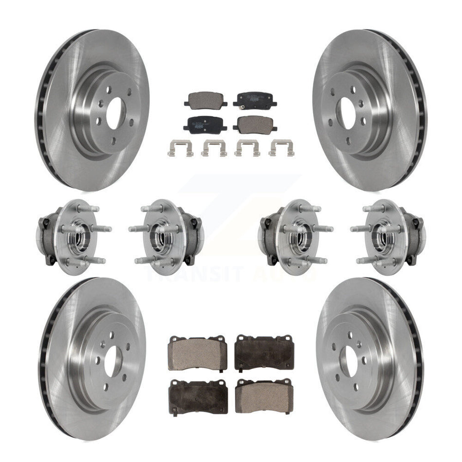 Front Rear Hub Bearings Disc Brake Rotors And Pads Kit (10Pc) For 2017-2019 Tesla X S KBB-131263