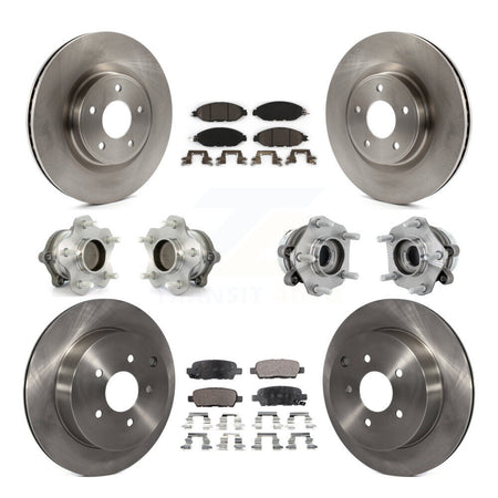 Front Rear Hub Bearing Disc Brake Rotor And Ceramic Pads Kit (10Pc) For Nissan Murano FWD KBB-131266