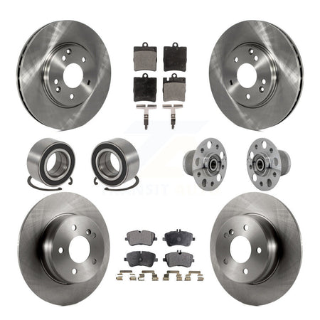 Front Rear Hub Bearing Brake Rotor & Pad Shoe Kit (10Pc) For 06-07 Mercedes-Benz C350 RWD KBB-131273