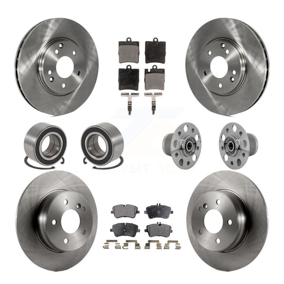 Front Rear Hub Bearing Brake Rotor & Pad Shoe Kit (10Pc) For 06-07 Mercedes-Benz C350 RWD KBB-131273