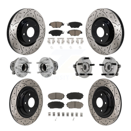 Front Rear Hub Bearing Coated Brake Rotor And Pad Kit (10Pc) For 2016-2021 Mazda CX-9 FWD KBB-131277