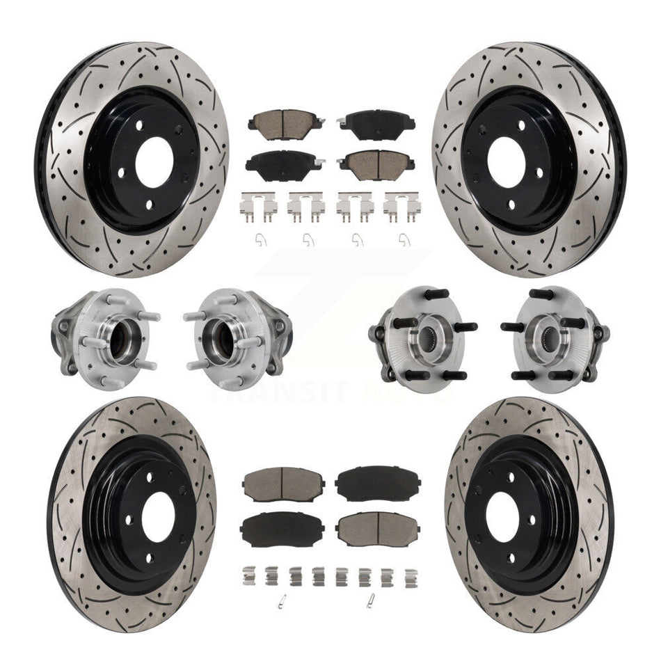 Front Rear Hub Bearing Coated Brake Rotor And Pad Kit (10Pc) For 2016-2021 Mazda CX-9 FWD KBB-131277
