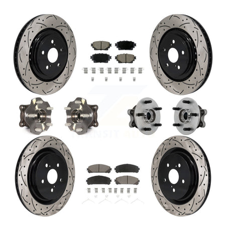 Front Rear Hub Bearing Coated Brake Rotor Pads Kit (10Pc) For 20-22 Toyota Highlander AWD KBB-131278