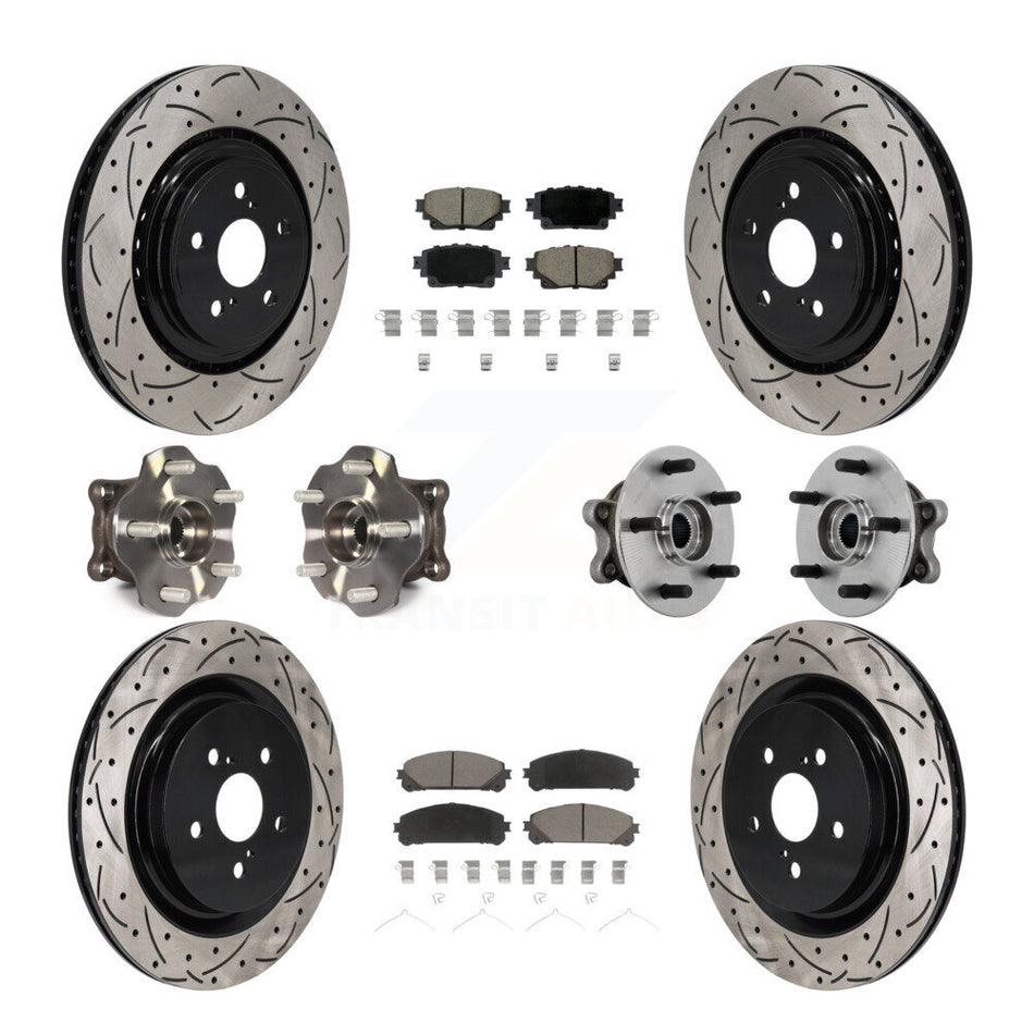 Front Rear Hub Bearing Coated Brake Rotor Pads Kit (10Pc) For 20-22 Toyota Highlander AWD KBB-131278