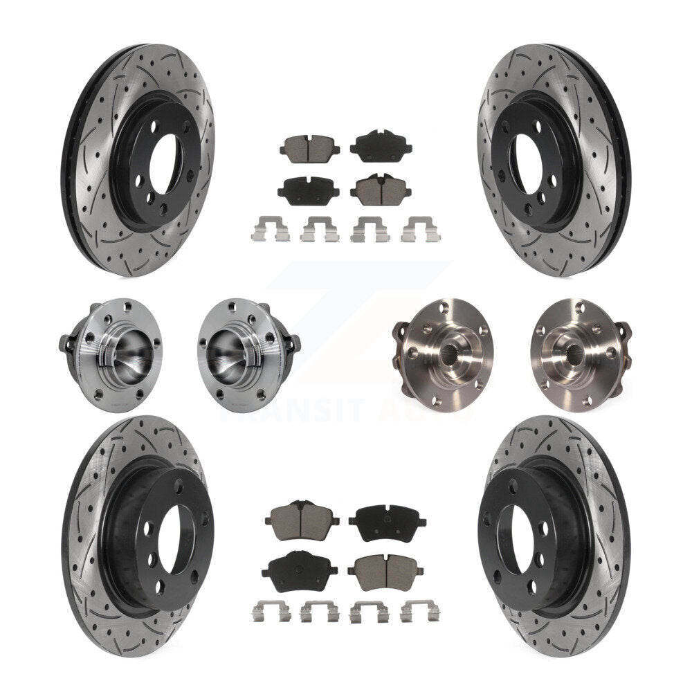 Front Rear Hub Bearing Coat Brake Rotor Pad Kit (10Pc) For Mini Cooper Countryman Paceman KBB-131283