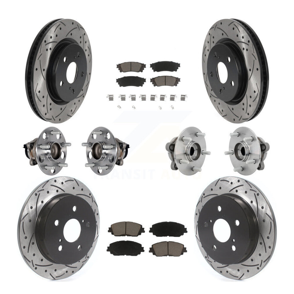 Front Rear Hub Bearing Coated Disc Brake Rotor And Ceramic Pad Kit (10Pc) For Toyota C-HR KBB-131286