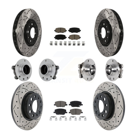 Front Rear Hub Bearing Coated Brake Rotor Pads Kit (10Pc) For Jeep Renegade Fiat 500X FWD KBB-131291