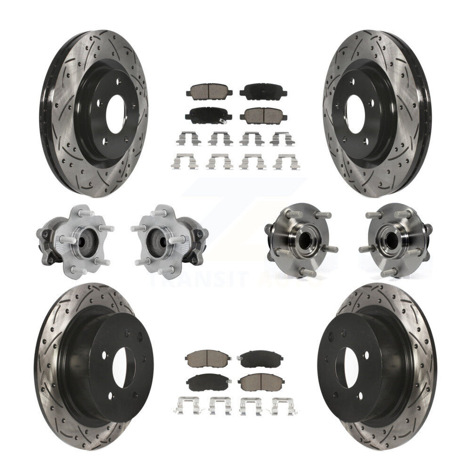 Front Rear Hub Bearing Coated Disc Brake Rotor And Ceramic Pad Kit (10Pc) For Nissan Juke KBB-131298
