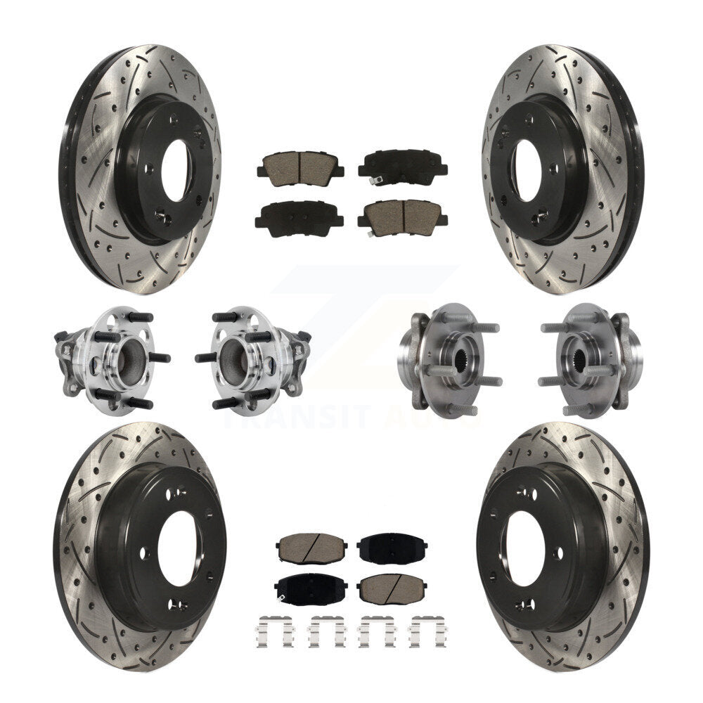 Front Rear Hub Bearing Coated Brake Rotor Pad Kit (10Pc) For Kia Forte Hyundai Elantra GT KBB-131304