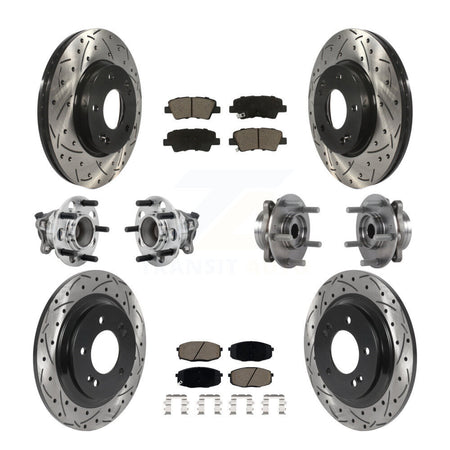 Front Rear Hub Bearing Coated Disc Brake Rotor And Pads Kit (10Pc) For Hyundai Elantra GT KBB-131305